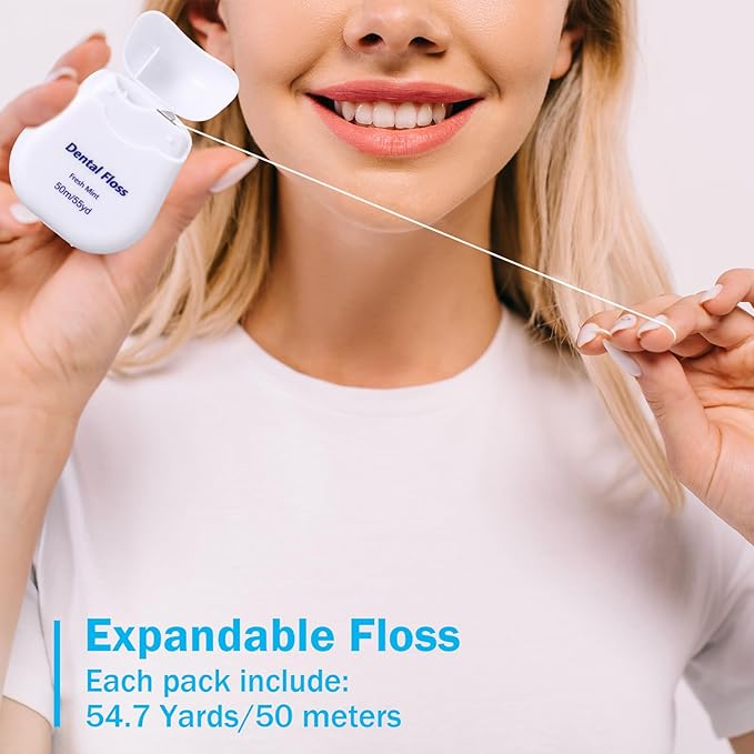 Mimorou 48 Pack Dental Floss Bulk 50m Each Mint Travel Dental Floss Oral Care for Teeth and Gum Protection(Multicolor)