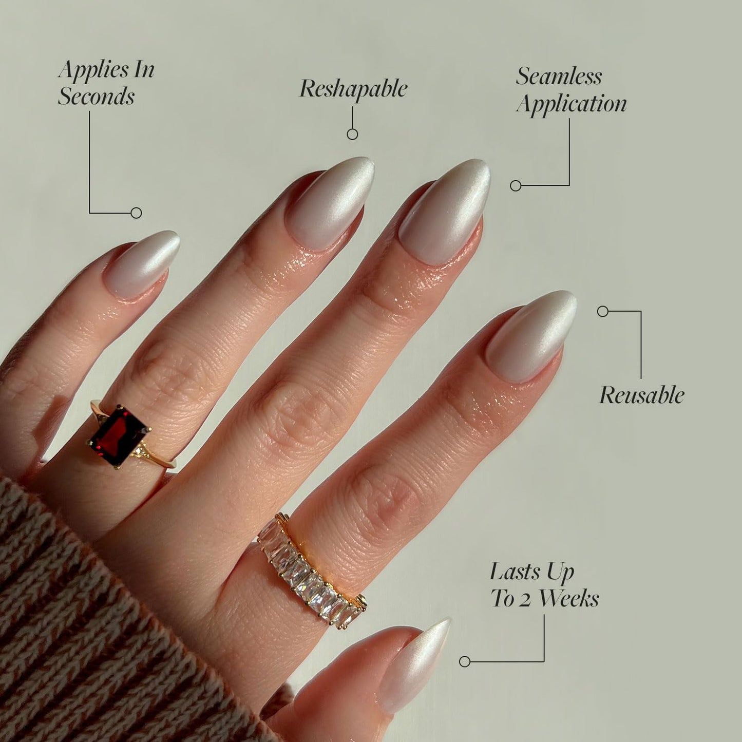 Glamnetic Press-On Nails Bundle - Oat Milk & Hailey | Medium Coffin Milky White False Nails | Glazed Short Almond Fake Nails | Durable, Salon-Quality Nail Kits