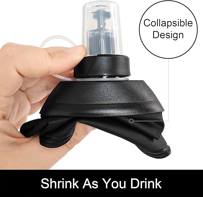 WILDREEDS 500ml Soft Flask, TPU Collapsible Soft Water Bottle for Hydration Pack, Running Vest, Folding Water Bottle for Hiking Cycling Climbing-1Pcs, Black