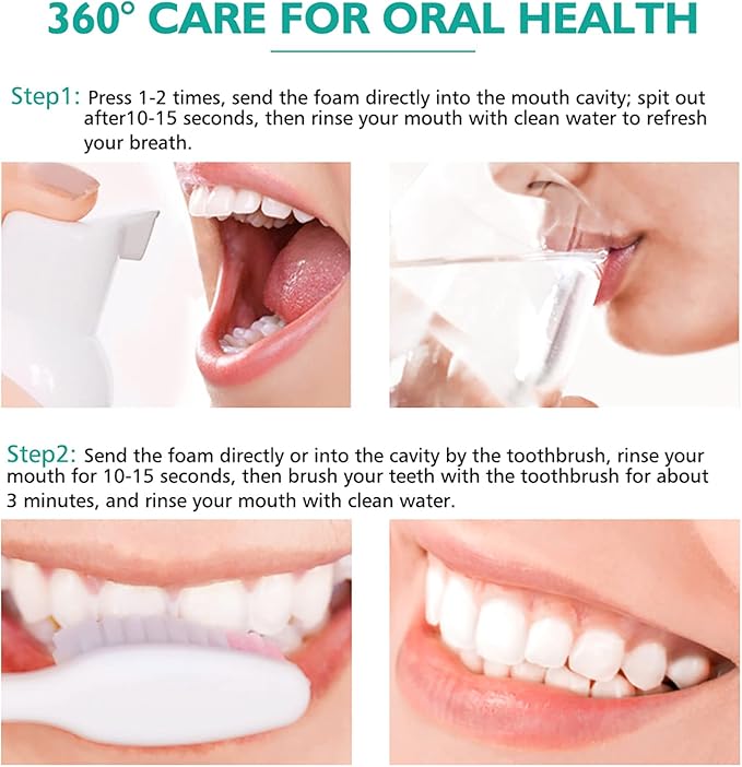 Teeth Whitening Toothpaste with Fluoride, Ultra-fine Mousse Foam for Deep Cleaning Gums, Stain Removal, 3 Fresh Flavors
