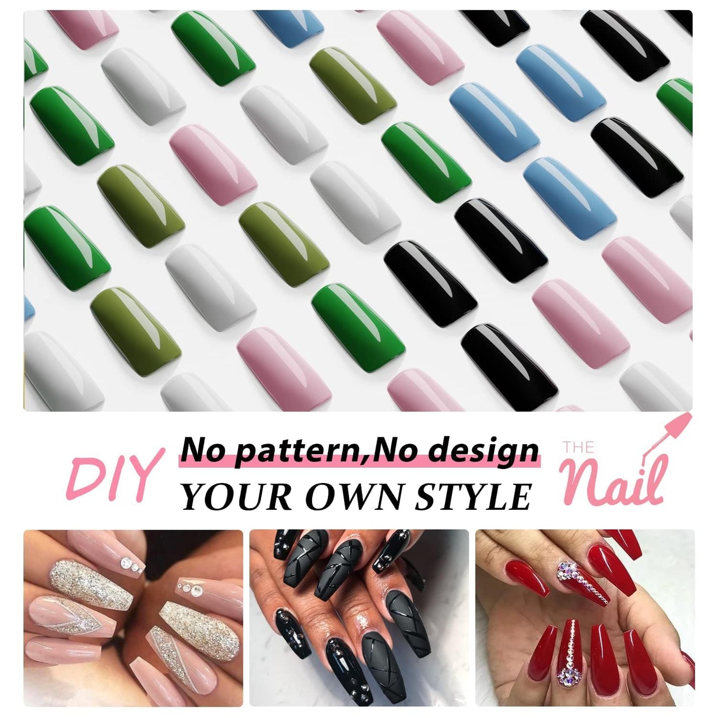 Matte Yellow Press On Nails Medium Long Square, Coffin Acrylic Press Ons, Glue On Medium Length, Solid Color Fake Cherry Yellow Thick Stick On Nails for Women