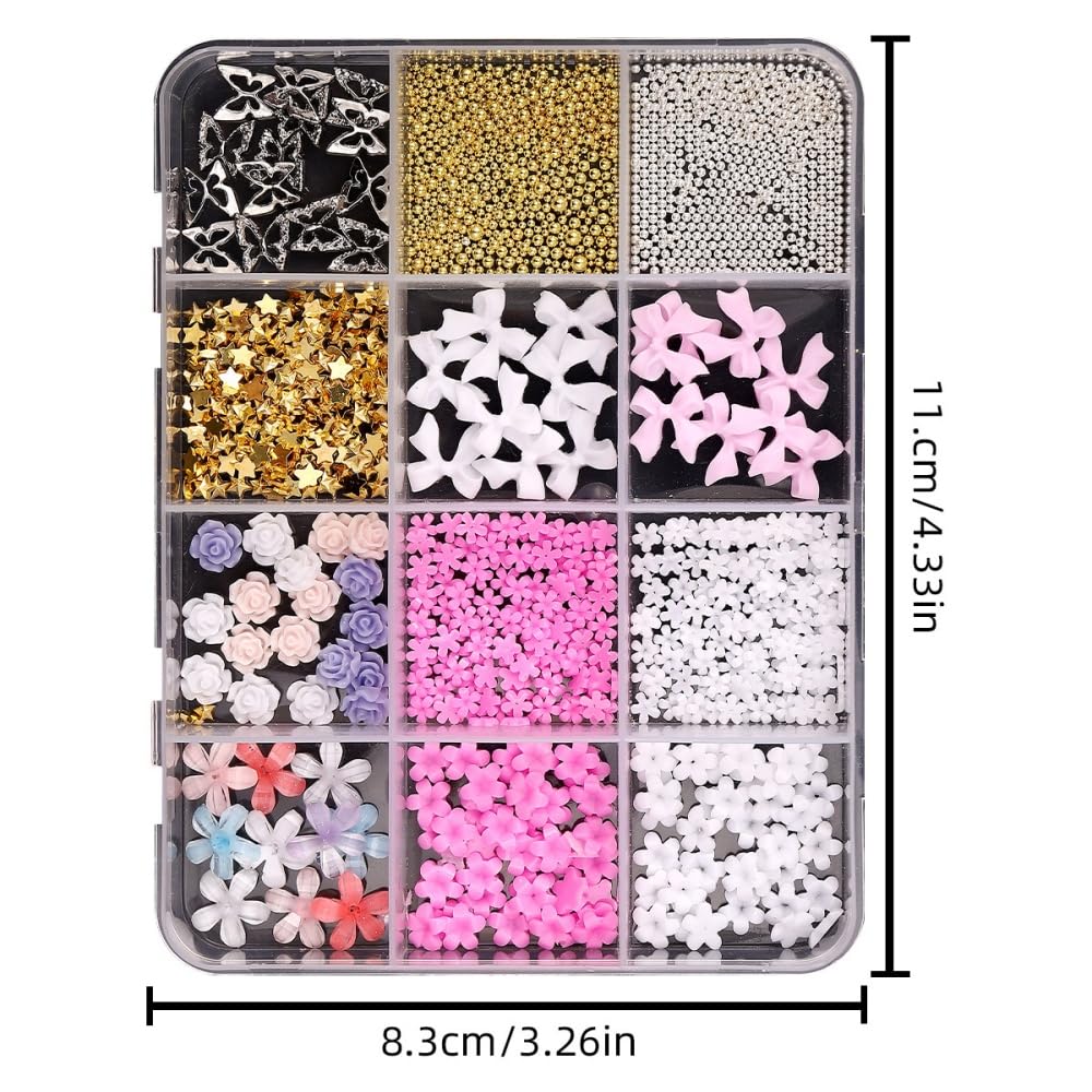 Red Nail Gems Big Glass Red Nail Charms AB Crystal Flatback Nail Jewels 3D Multi Shape Size Stones Diamonds Nail Rhinestones Clear Round Beads Gems for Nails Faces Eyes Makeup Crafts 12Grid