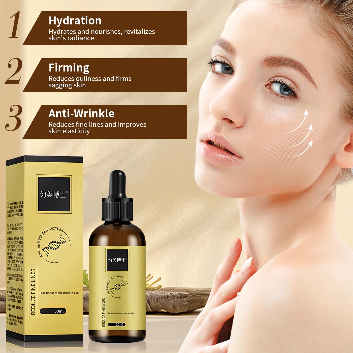 3 Pcs Anti-wrinkle Firming Serum, Anti-Aging Essence, Firm and Plump Face Serum, Anti-Aging & Wrinkles Lifting & Firming Essence, Hydrate & Moisturize, Reduce Fine Lines And Wrinkles
