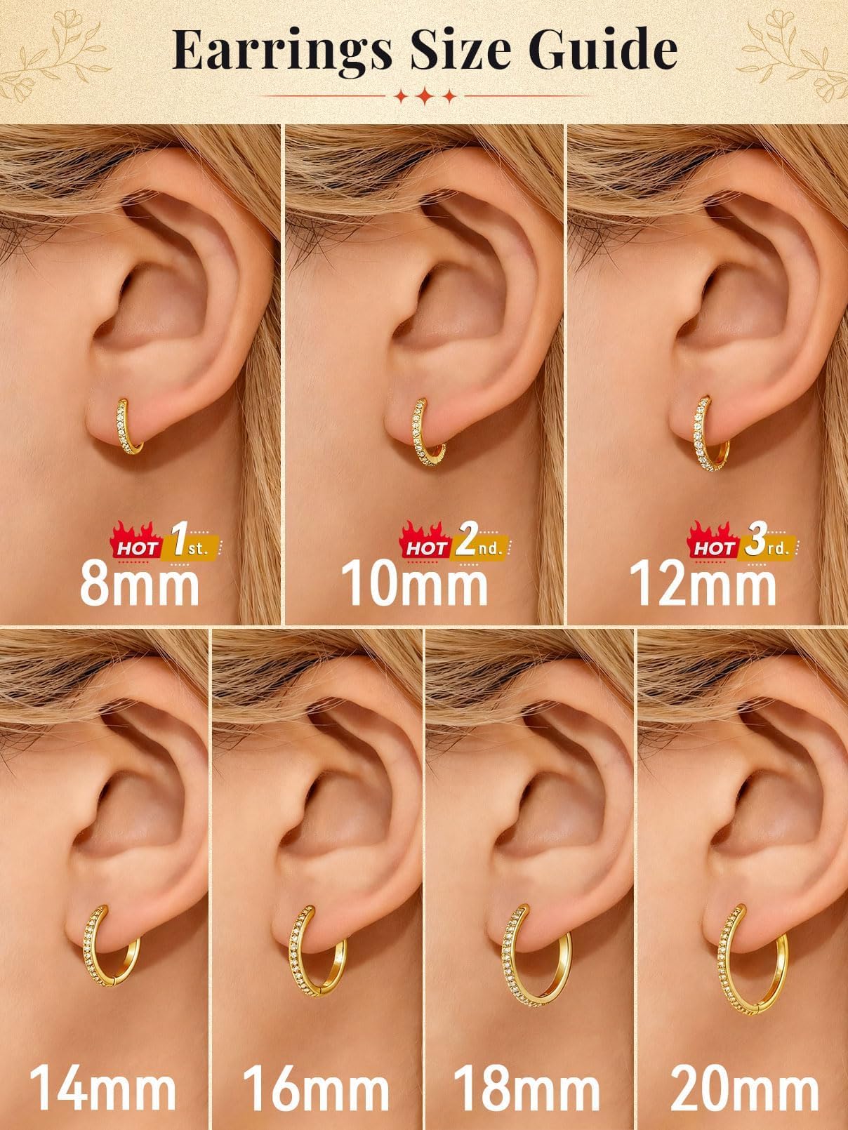 FaithHeart Cubic Zirconia Hoop Earrings for Women, 14K Gold Hypoallergenic Huggie Hoop Earrings, Small Cartilage Earrings for Women 18mm, Send Gift Box