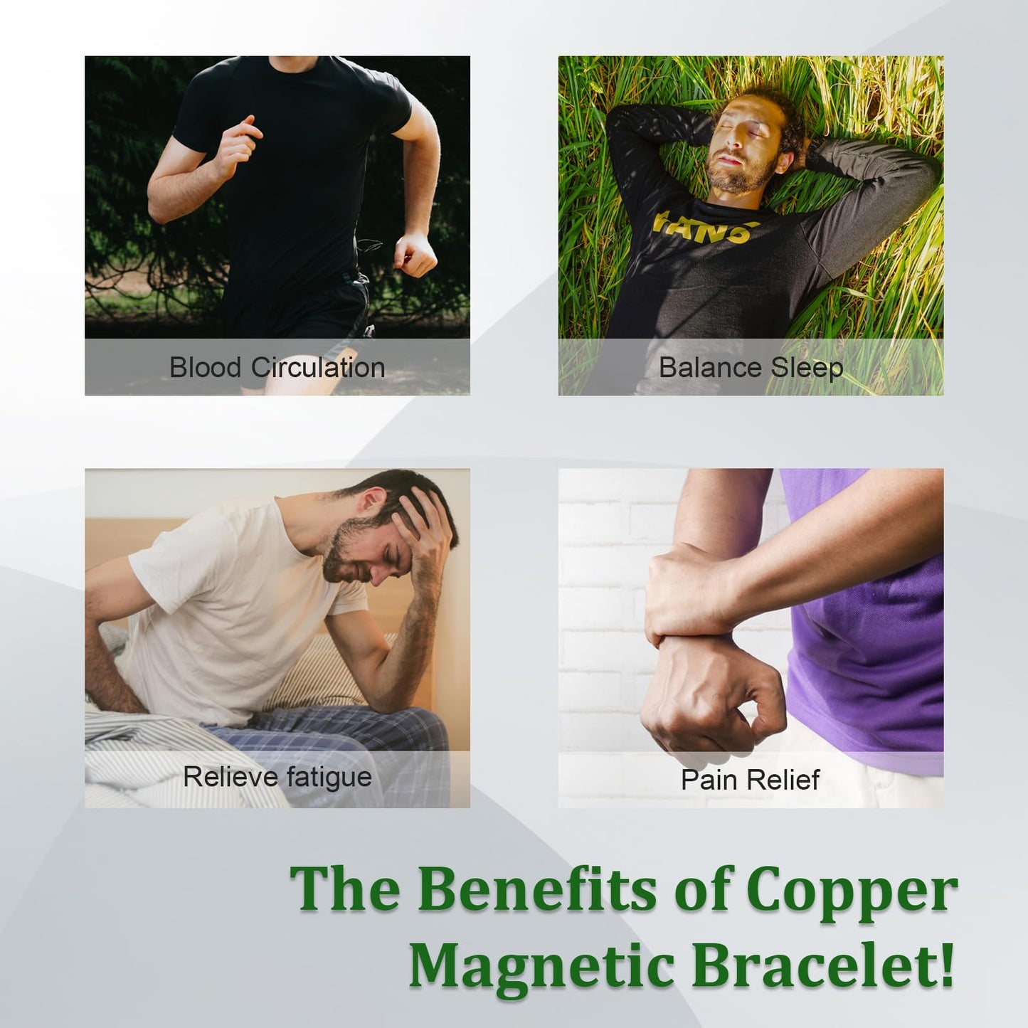Fashtour 3 Copper Rings for Men, 99.9% Pure Copper Magnetic Rings, Vintage Pattern Adjustable Cuff Ring
