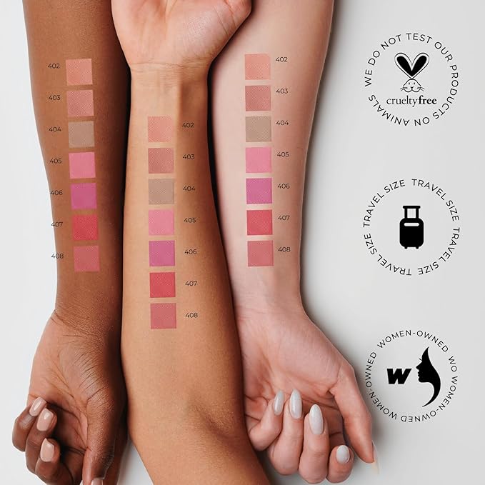 Lamel Pink Blush Cheek Color Mini - Blendable Natural Blush Powder - Enhances & Defines Shapes & Features - Contouring Powder - 4 Universal Shades - 405 (Pink Blossom) - 3.8g / 0.13 oz