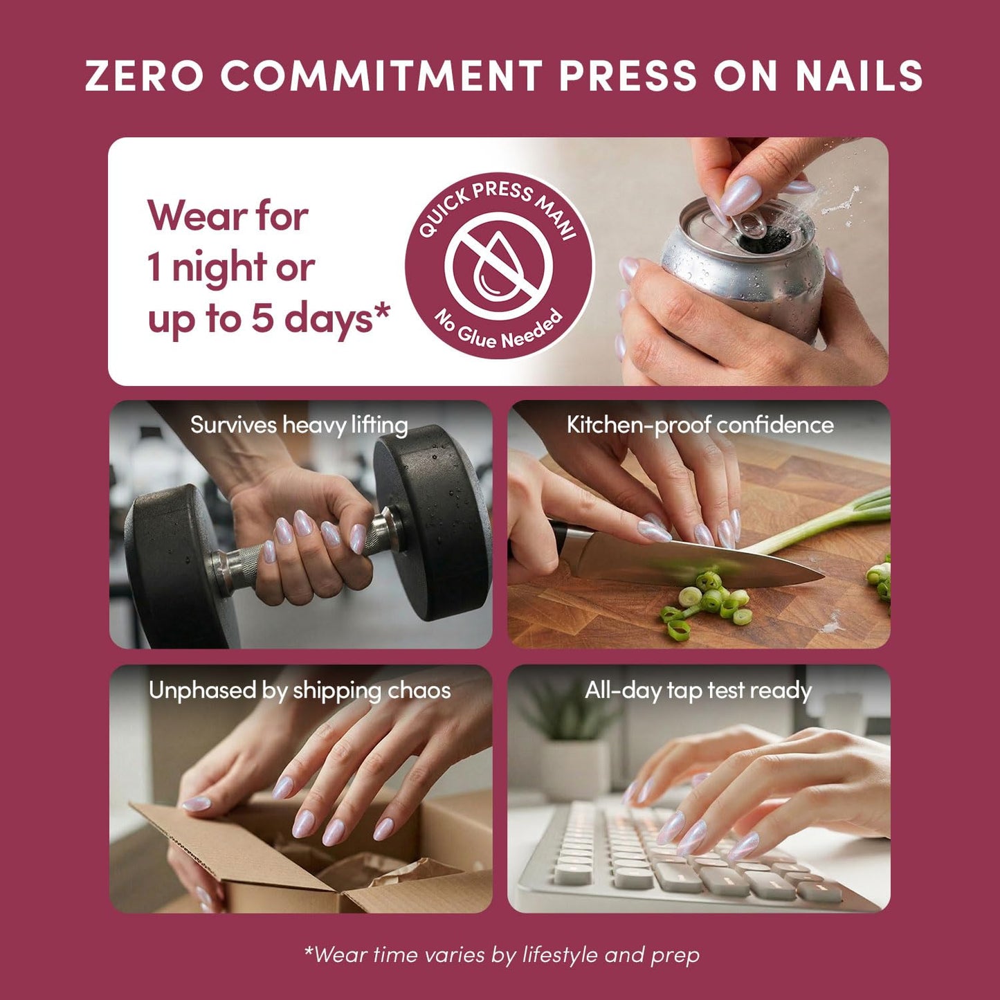 Glamnetic Quick Press Mani Bundle - No Glue Press On Nails, Just Peel and Stick | Nude Glazed & Ocean Prism | Mess Free Salon Quality Stick On Nails | Oval & Almond Extra Short Nails