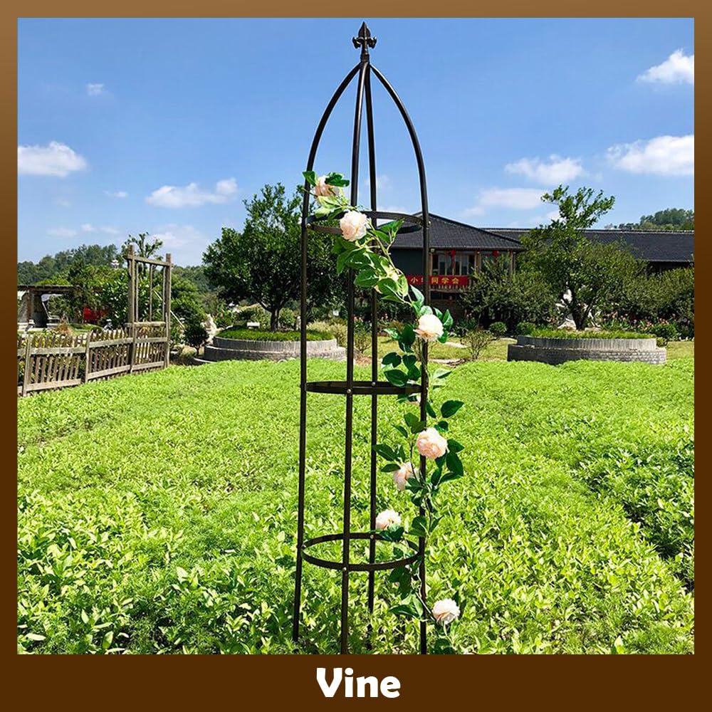 100% Metal Obelisk Garden Trellis 6.3 Feet Tall Sturdy Plant Support for Climbing Vines and Flowers Stands,1pc Upgrade (Bronze, Large)