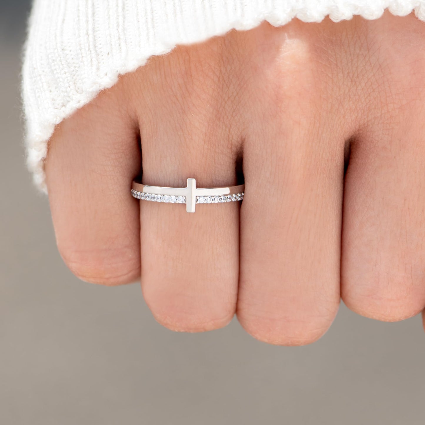 STORYJEWELLERY Christian Jewelry for Women, Cross Rings for Women, Silver Purity Ring, Christian Ring, Confirmation Gifts, Baptism Gifts, Size 12