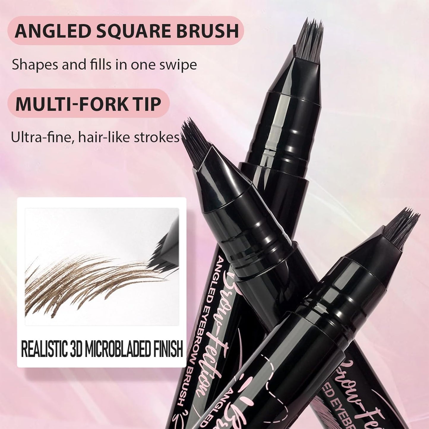 Eyebrow Pencils for Women, Liquid Microblading Eyebrow Pen with Square Angled Brush & Ultra-Fine Precision Tip – Natural Hair-Like Strokes, Waterproof, Smudge-Proof & Long-Lasting, Easy to Use (Brown)