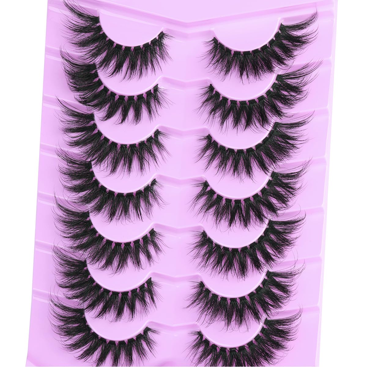 Lashes Clear Band Fox Eye Lashes 3D Volume Faux Mink Eyelashes Wispy False Eyelashes Strips 7 Pairs by Kiromiro