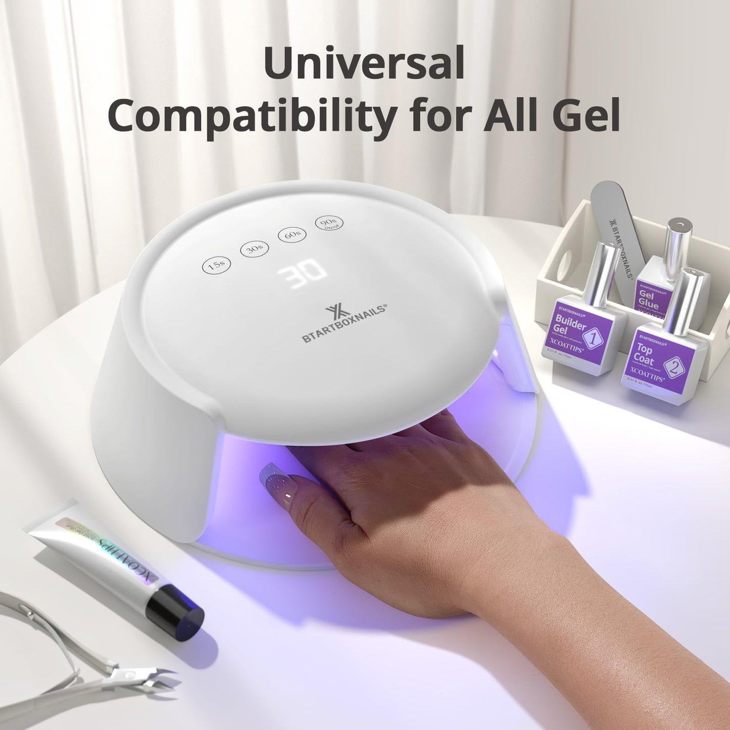 BTArtboxnails XCuringPRO Nail Lamp - Globally Certified Nail Dryer, Ecostead UV LED Beads Instant Cure Nail Light with 4 Timer, Smart Sensor, LCD Display for Curing Gel Nail Polish