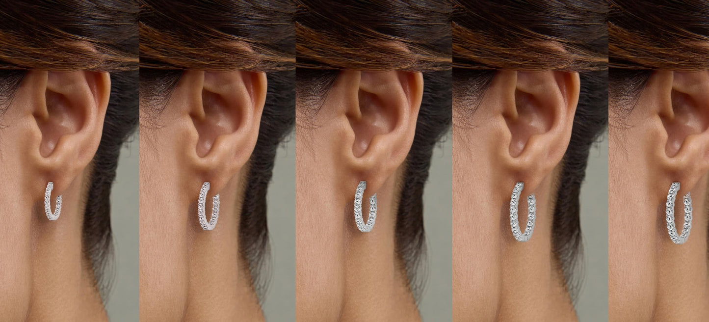 Belacqua 5.00 Carat Round Lab Grown Inside Out Diamond Hoop Earrings in Sterling Silver, Color G+, Clarity SI, Prong Set, Fine Jewelry for Women, Gift Box Included