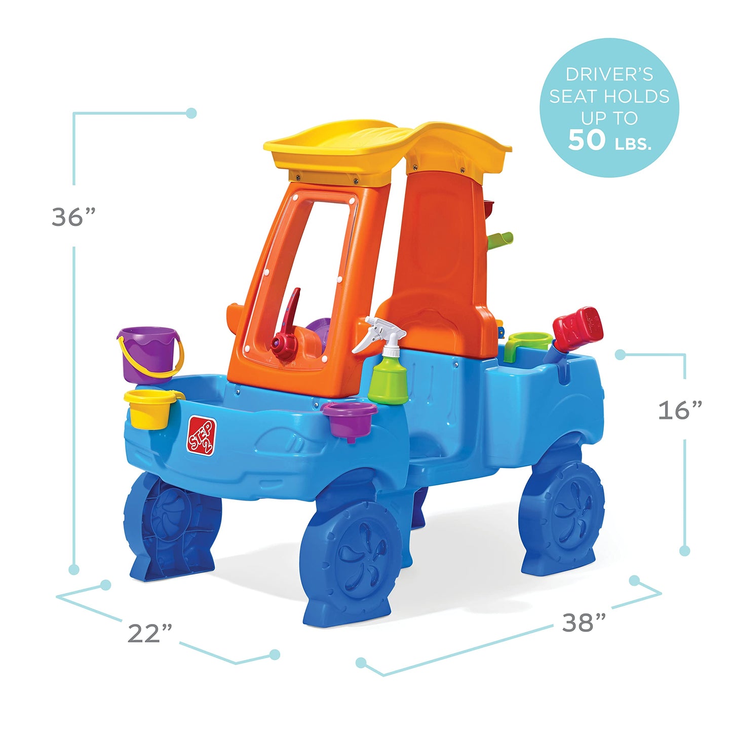 Step2 Car Wash Splash Center, Kids Water Table & Pretend Play Car, Activity Sensory Playset, Summer Outdoor Toys, 13 Piece Water Toy Accessories, For Toddlers 3+ Years Old