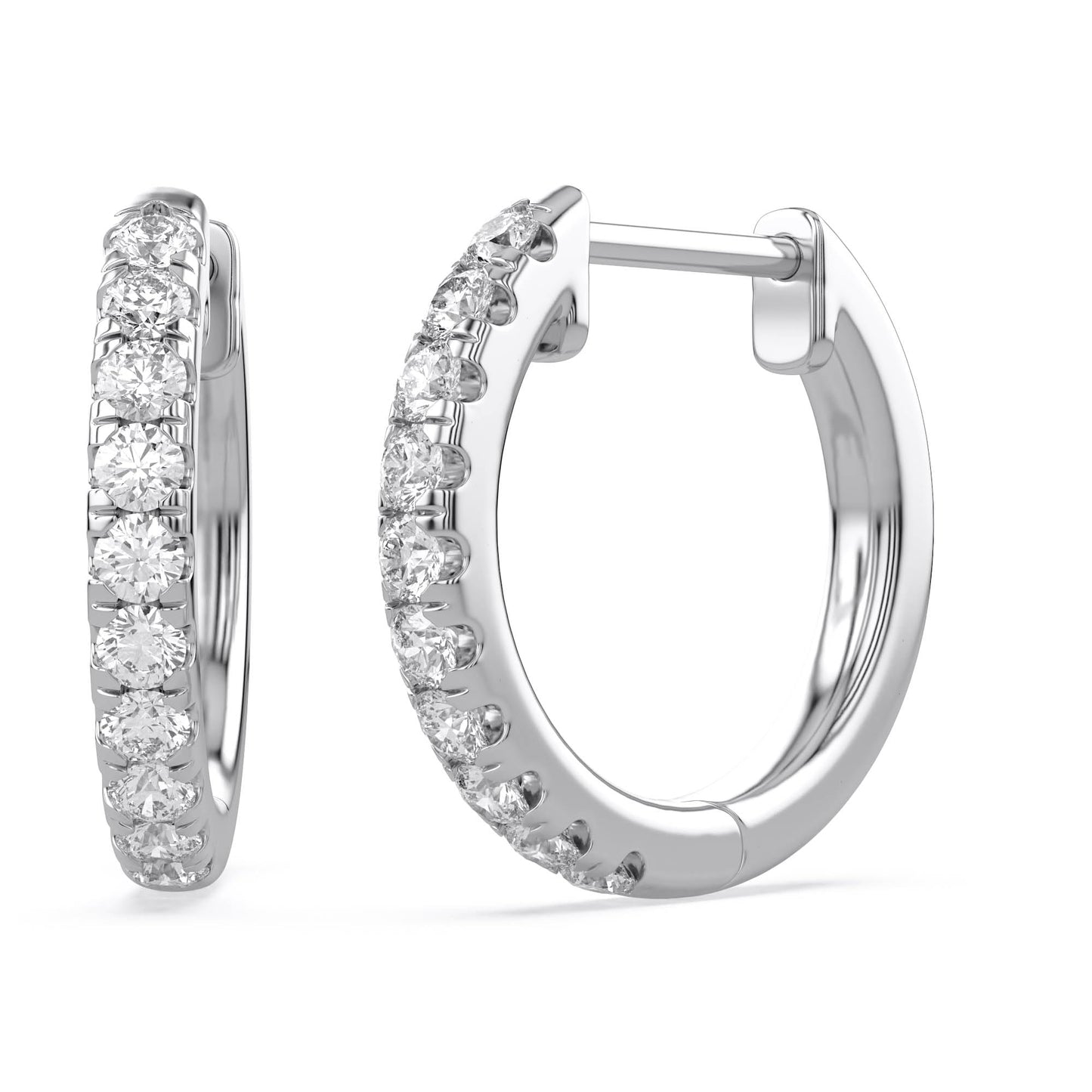 10MM Huggie Hoop Earrings for Women, 0.25 Carat (ctw) Round Natural Diamond Hoop Earrings in 14K Solid White Gold Jewelry for Her