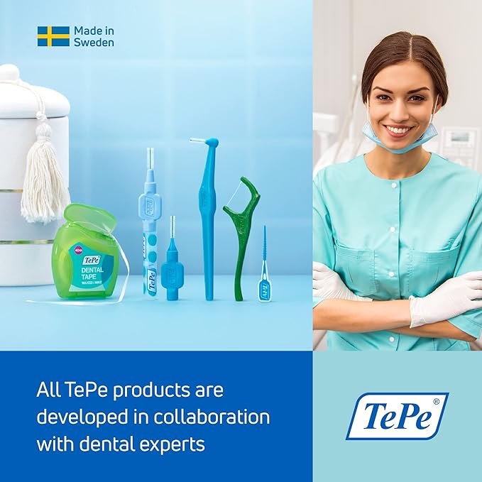 TePe Interdental Brush Original, Soft Dental Brush for Teeth Cleaning, Pack of 20, 0.7 mm, Medium Gaps, Yellow, Size 4