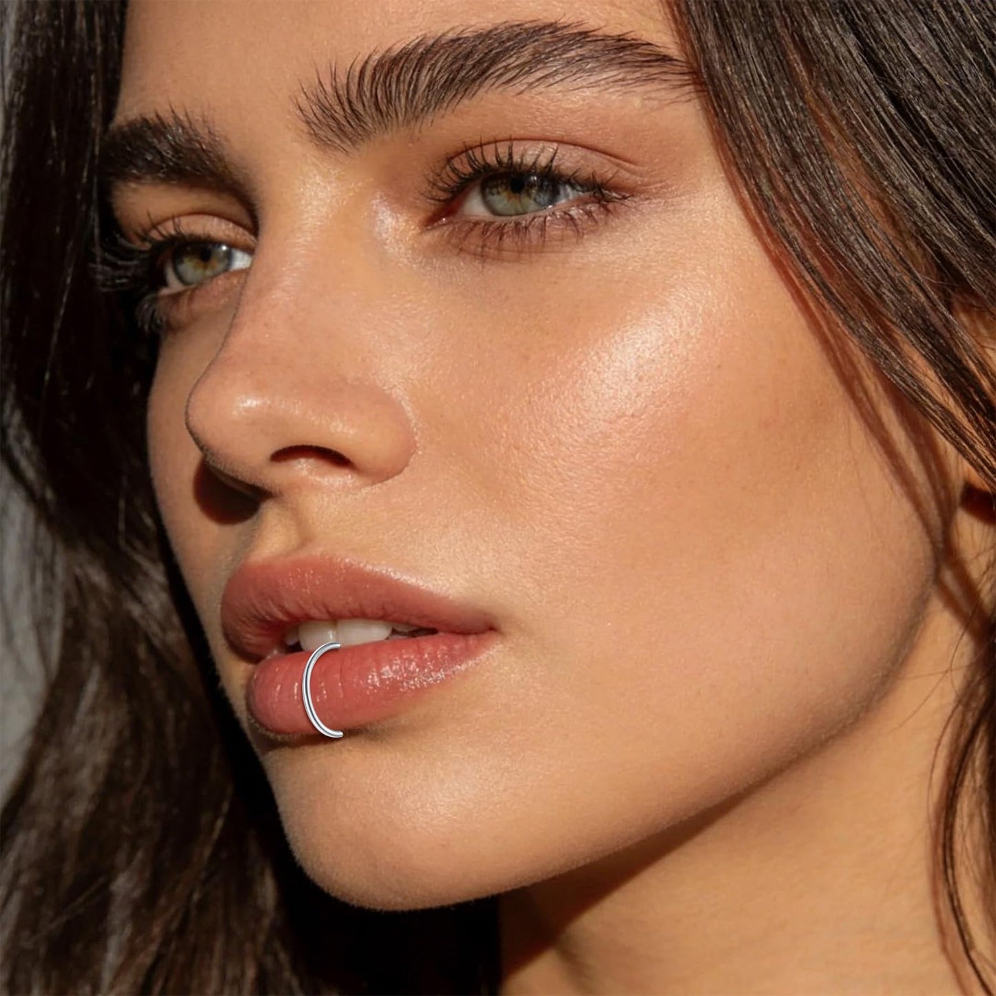 JFORYOU FORYOU Fake Nose Ring Fake Nose Piercing Fake Nose Rings Hoop for Women Faux Nose Piercing Clip on Non Pierced Faux Body Piercing Jewelry for Women Men
