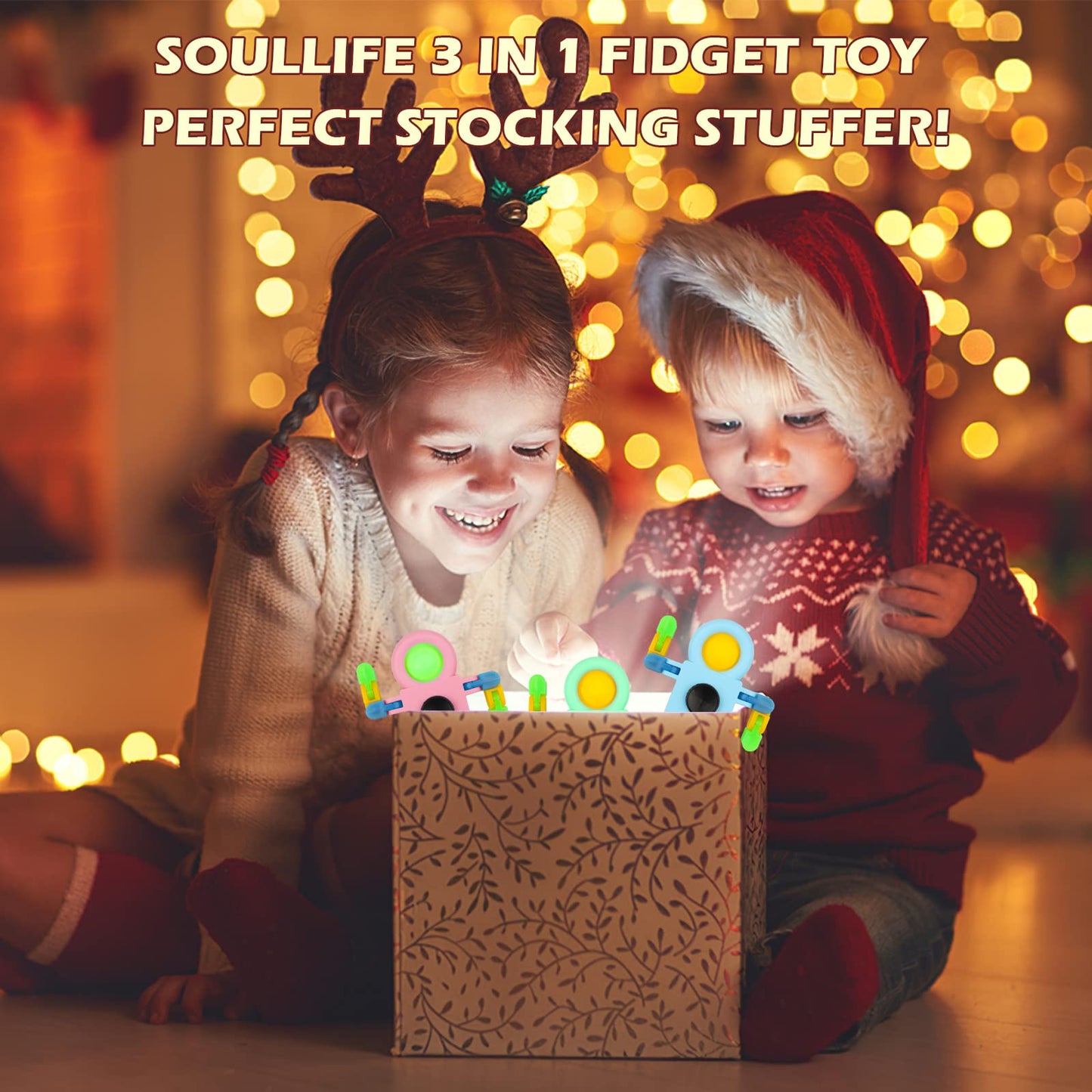 SoulLife 24 Pack DIY Popper Chain Fidget Spinners, Stress Relief Anxiety Reduction Fidget Toys Bulk, Birthday Return Gift Party Favors Classroom Prizes Student Gifts Basket Stocking Stuffers for Kids