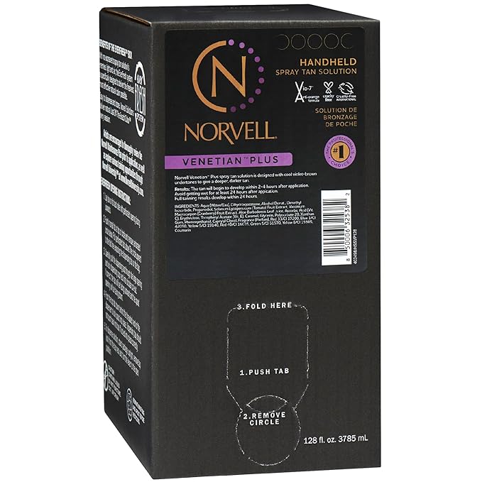 Norvell Premium Spray Tan Solution Venetian Plus 128 fl oz – Professional Sunless Tanning Formula for Deep Natural Bronze Glow, Streak Free, Fast Drying, Long Lasting Color