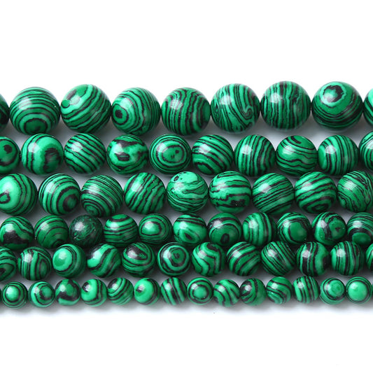90pcs 4mm Synthetic Green Malachite Beads Natural Stone Round Loose Spacer Beads for Jewelry Making DIY Necklaces Bracelets 15" (4mm, Green Malachite)