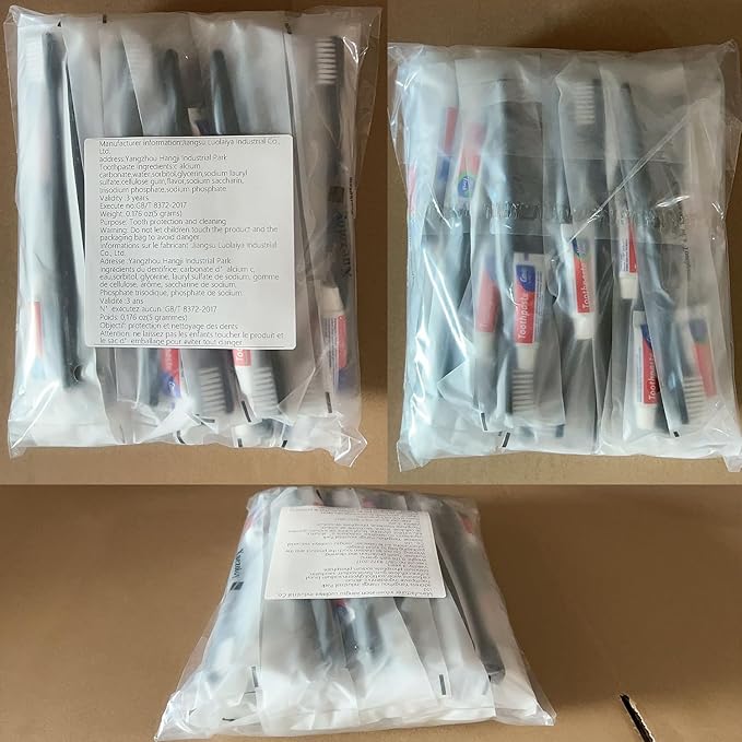 Disposable Toothbrushes with Toothpaste Pack of 30,Black Individually Wrapped Disposable Travel Toothbrush Kit in Bulk for Homeless,Nursing Home,Shelter,Hotel,Charity