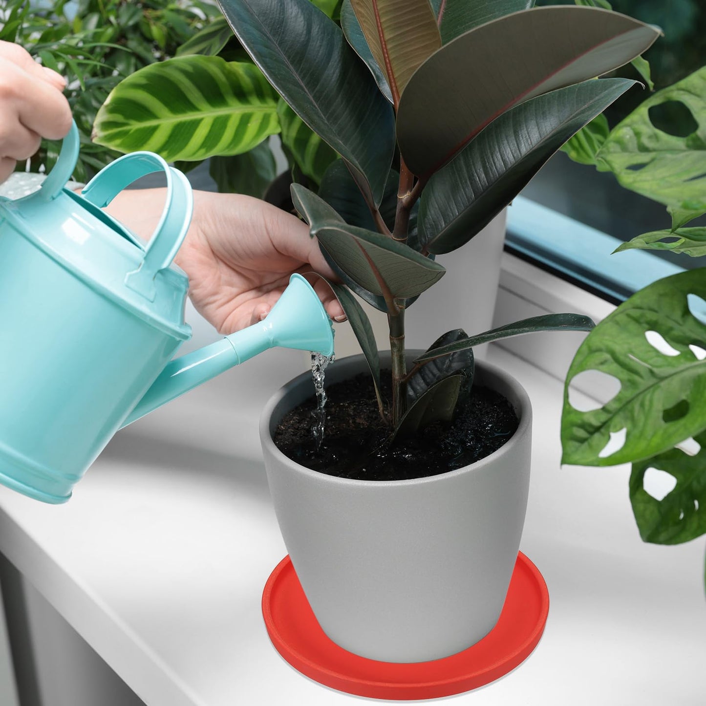 PATIKIL 6 Inch Round Ceramic Plant Saucer, Plant Saucer Tray Flower Planter Drip Tray for Indoors Outdoors Patio Balcony, Black