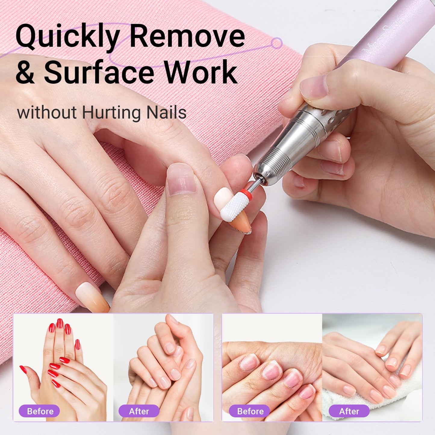 MelodySusie 21pcs Nail Drill Bit Set with Portable Holder Case, 3/32'' Ceramic Diamond Carbide Acrylic Gel Nail Art Tool Kit, Cuticle Remover Bit for Acrylic Dip Powder, Manicure Pedicure, Salon Home