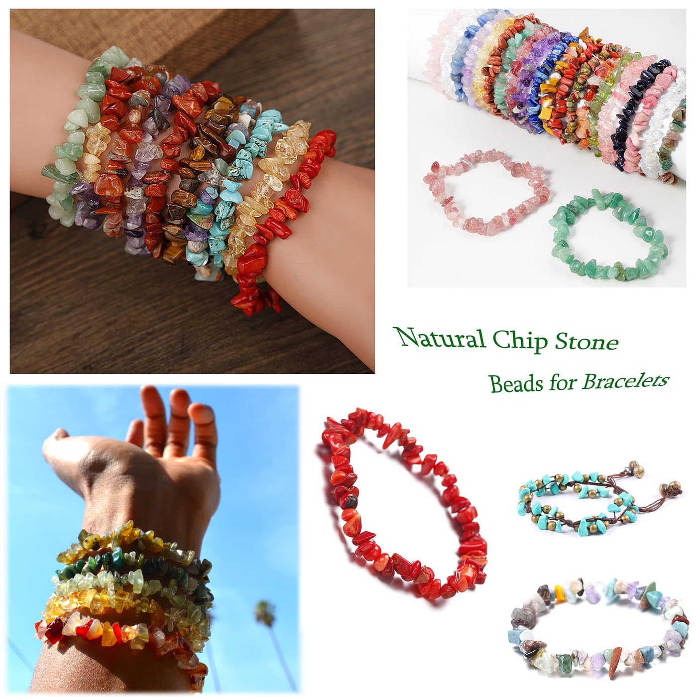 XIANNVXI Prehnite Beads, Natural Chip Stone Beads 400Pcs Crystal Bead 5-8mm Irregular Healing Crystal Loose Rocks for DIY Jewelry Making
