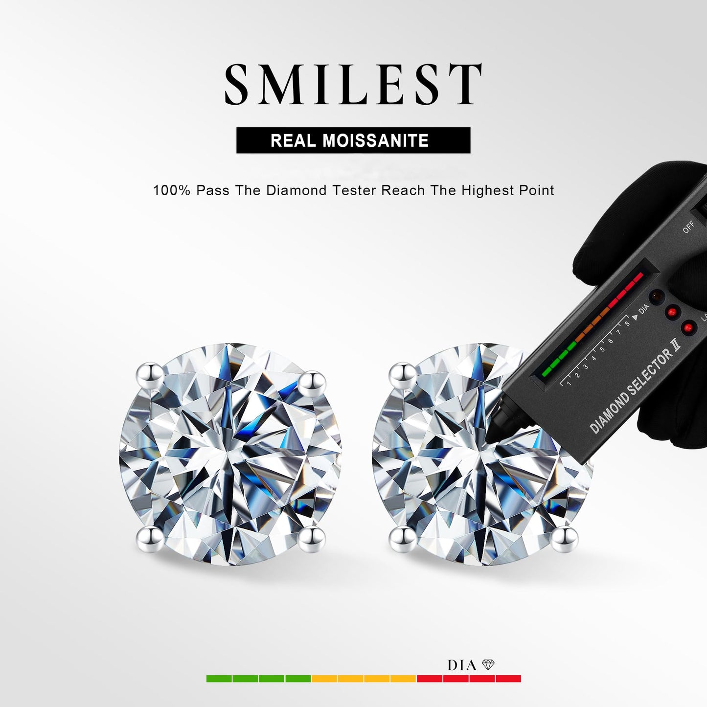 SMILEST 1ct Moissanite Stud Earrings for Women Men, 925 Sterling Silver Earring Lab Created Moissanite Earrings Screw Back for Women Mom Wife Anniversary Birthday Gifts for Mom Wife Grandma Friend