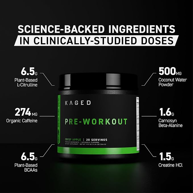Kaged Original Pre-Workout Powder, Fruit Punch, Pre Formulated with Creatine, Beta Alanine, Pure Caffeine, 20 Servings