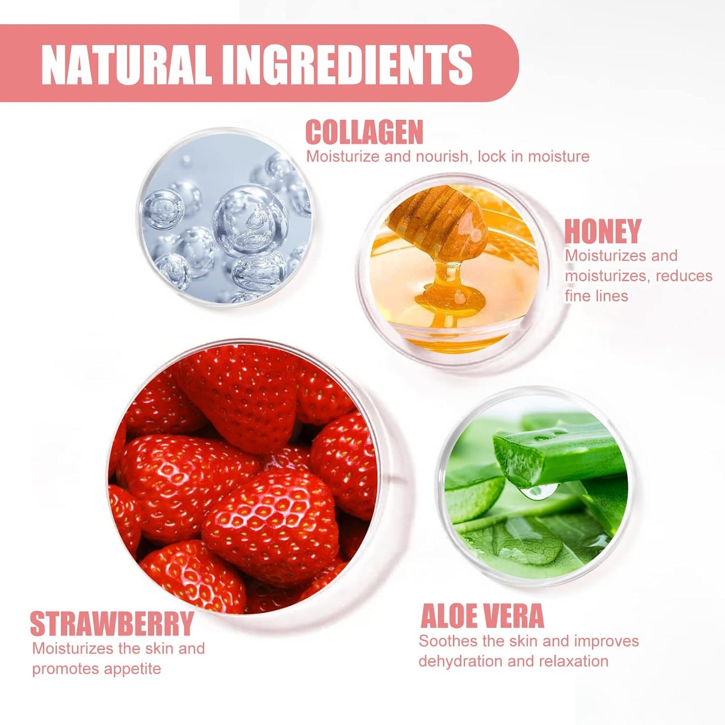 2 Pcs Lip Balm Honey Pot, Honey & Strawberry Moisturizing Lip Mask Reduces Lip Lines, Prevention Dry and Cracked Lip Scrubs Exfoliator. (Honey & Strawberry)