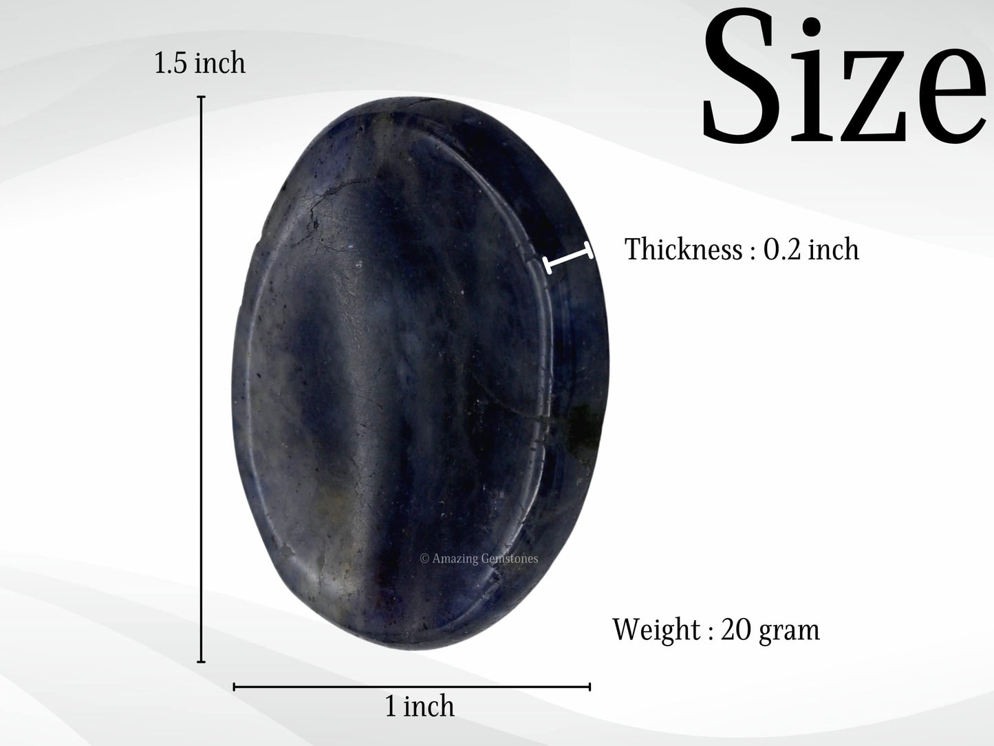 Amazing Gemstone Iolite Worry Stone, Healing Crystals - Piedra Crystal Fidget for Gift, Meditation, Calming, Relaxation, Stress Relief