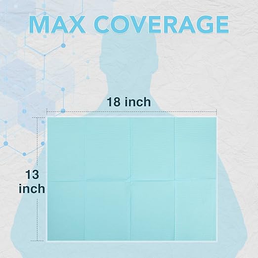 320 Pack Disposable Dental Bibs 13"x18", 3-Ply Waterproof Tattoo Bibs Sheet for Nail Salon, Dental Clinic, Feeding, Tattoo Shop (Blue)