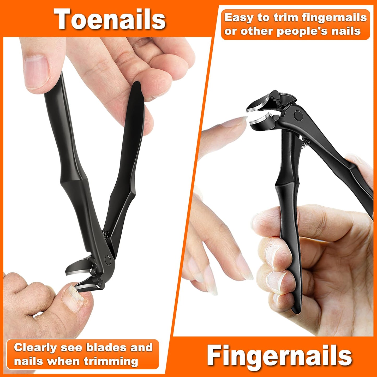 DRMODE Toenail Clippers for Thick Toenails for Seniors, Upgraded Long Handled Angled Head Toe Nail Clippers for Men Thick Nails with Wide Opening, Large Finger Nail Clippers Adult with Catcher