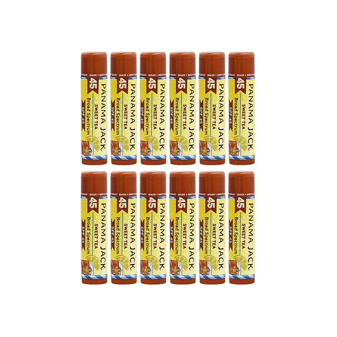 Panama Jack Sunscreen Lip Balm - SPF 45, Broad Spectrum UVA-UVB Sunscreen Protection, Prevents & Soothes Dry, Chapped Lips, Sweet Tea, 2-pack