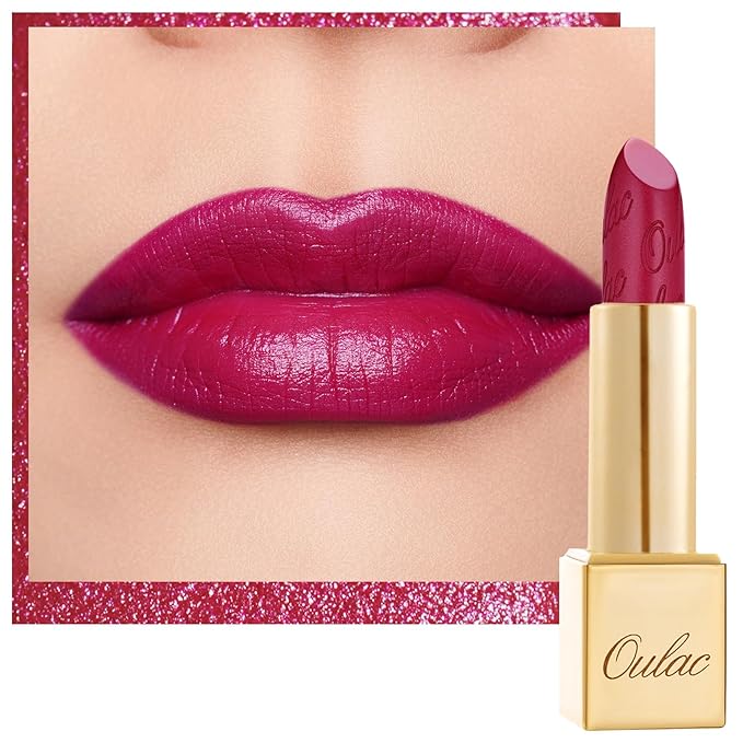Oulac Matte Lipstick with Glow Metallic Finish - Vegan Lipstick for Women, Creamy Texture, Hydrating Clean Beauty Formula, High-End Magnetic Hook Design, GM15 She's A Lover