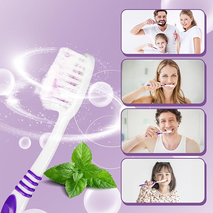 100 Prepasted Disposable Toothbrushes Individually Wrapped Pre Pasted Toothbrushes Soft Bristle Travel Tooth Brush Single Use Wrapped for Hotel, Camping, Travel and Gift for The Homeless (purple)