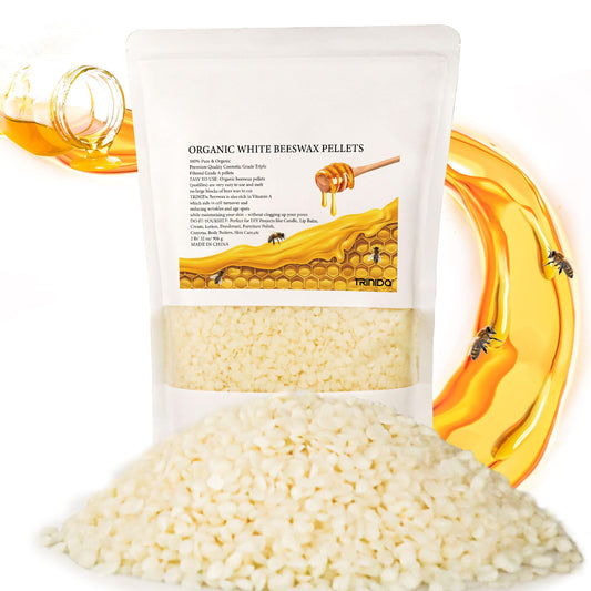 TRINIDa Beeswax Pellets 2LB(32 oz), Organic White Bees Wax for DIY Candles, Beeswax for Candle Making, Skin, Body, Face, and Hair Care, Lotions, DIY Creams, Lip Balm and Soap Making Supplies