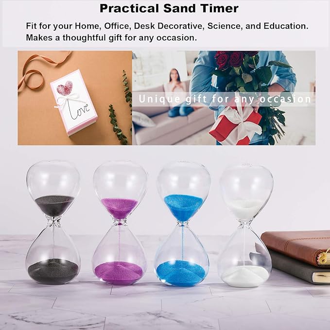 SuLiao Sand Timer 5 Minute Hourglass: 5.1 Inch Black Sand Clock, Large Sand Watch 5 Min, Hour Glass Sandglass for Kids, Games, Classroom, Home, Desk, Office Decorative