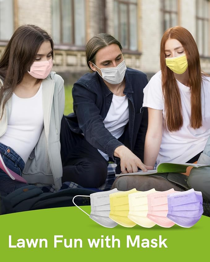 FriCARE Disposable Face Masks, 3-Ply ASTM Level 3 Medical Grade, Breathable & Comfortable for Adult Daily Work/Sun Protection, 50 Pack Peach Blossom Dream