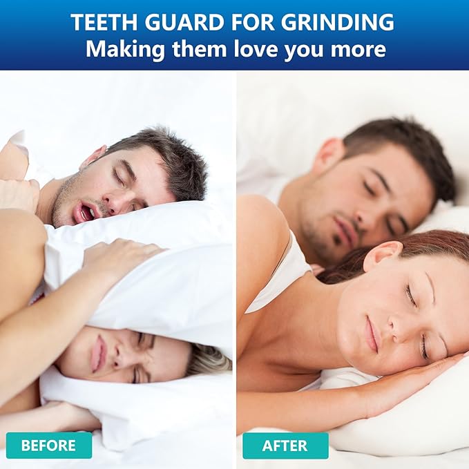 Mouth Guard for Grinding Teeth at Night, Night Guards for Bruxism, Mouthguards for Grinding of Teeth Nighttime, Dental Bite Guard for Adults of Clenching Teeth, 8 Pack with 12 Cleaning Tablets