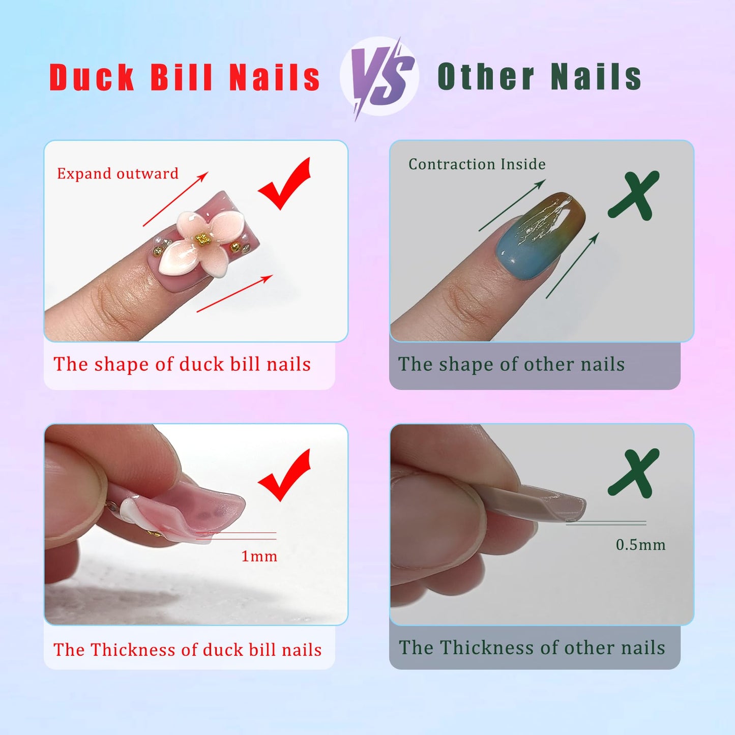 TENPAL 10Pcs Handmade Gothic Press-On Nails with Duck Shape,Glossy Zebra French Short Tips Duck Fake Nails,3D Metal Butterfly & Rivet Designs Glue on Nails,Edgy Glam Reusable Coffin Duckbill Nails(M)