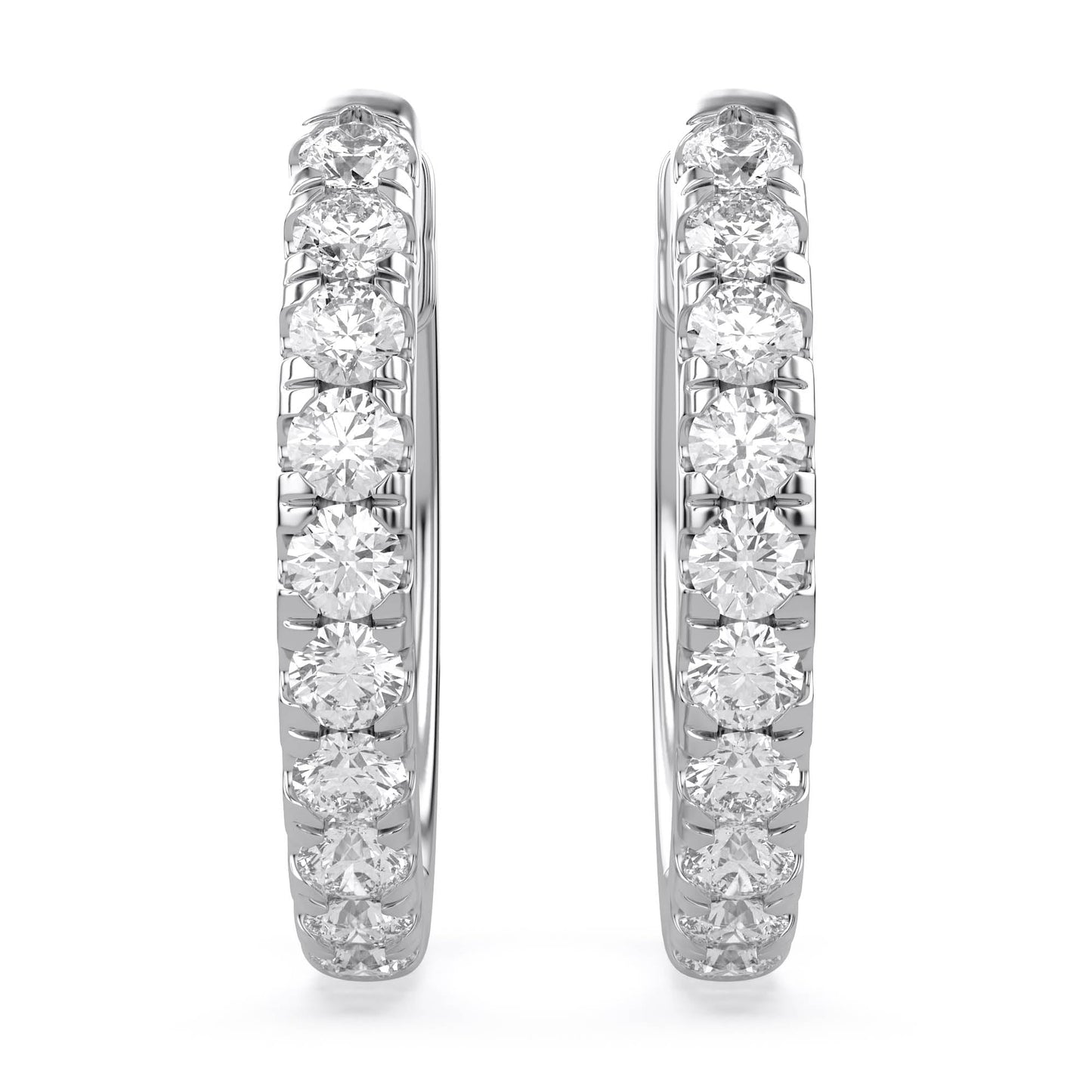 10MM Huggie Hoop Earrings for Women, 0.25 Carat (ctw) Round Natural Diamond Hoop Earrings in 10K Solid White Gold Jewelry for Her