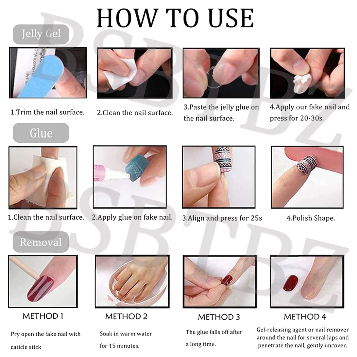 30Pc White Flower Press on Nails Medium Almond Fake Nails with 3D Gems Designs Chrome Gold False Nails Irregular Gilded Lines Full Cover Gold Polka Dots Glossy Gel Artificial Stick on Nails for Women