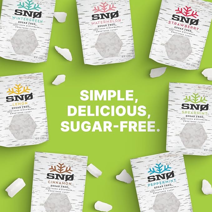 Spearmint KETO Xylitol Candy Chips - SNØ 1LB Bag - Sugar-Free Candy With Only 2 Ingredients | Low Carbs, Diabetic-Friendly, Non-GMO, Vegan, GF & Kosher | Purest candy in the world!