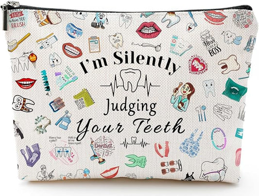 Dentist Gift Dental Gift for Women Makeup Bag Dental Assistant Gift Dental Hygienist Gift Cosmetic Bag Graduation Gift for Dentist Thank You Gift for Her Birthday Retirement Gift