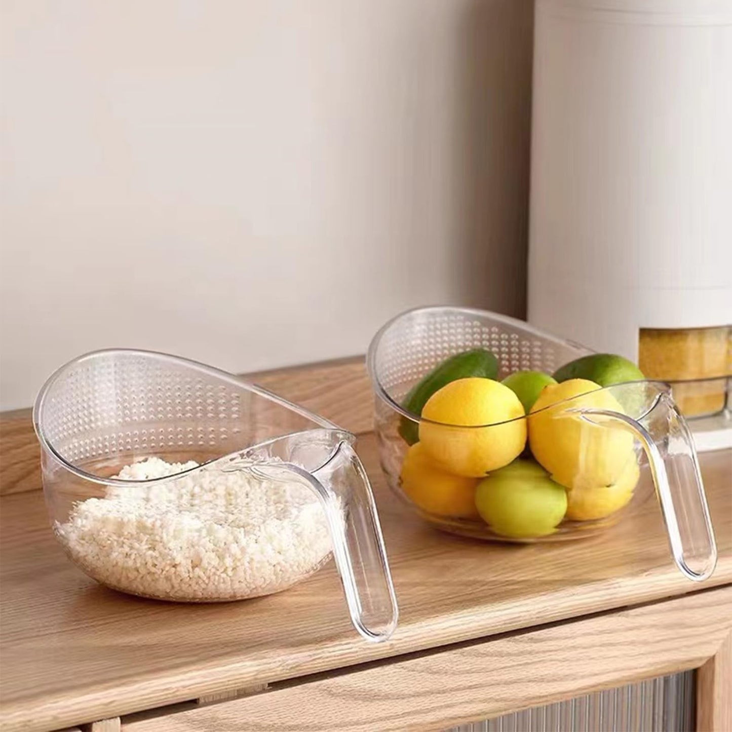 2-In-1 Rice Strainer,Large Rice Washer Beans Washer Strainers And Colanders - Washing Bowl for Fruit Washing Bowl With Strainer,Rice Washing Bowl Multifunctional Drain Basket (White)