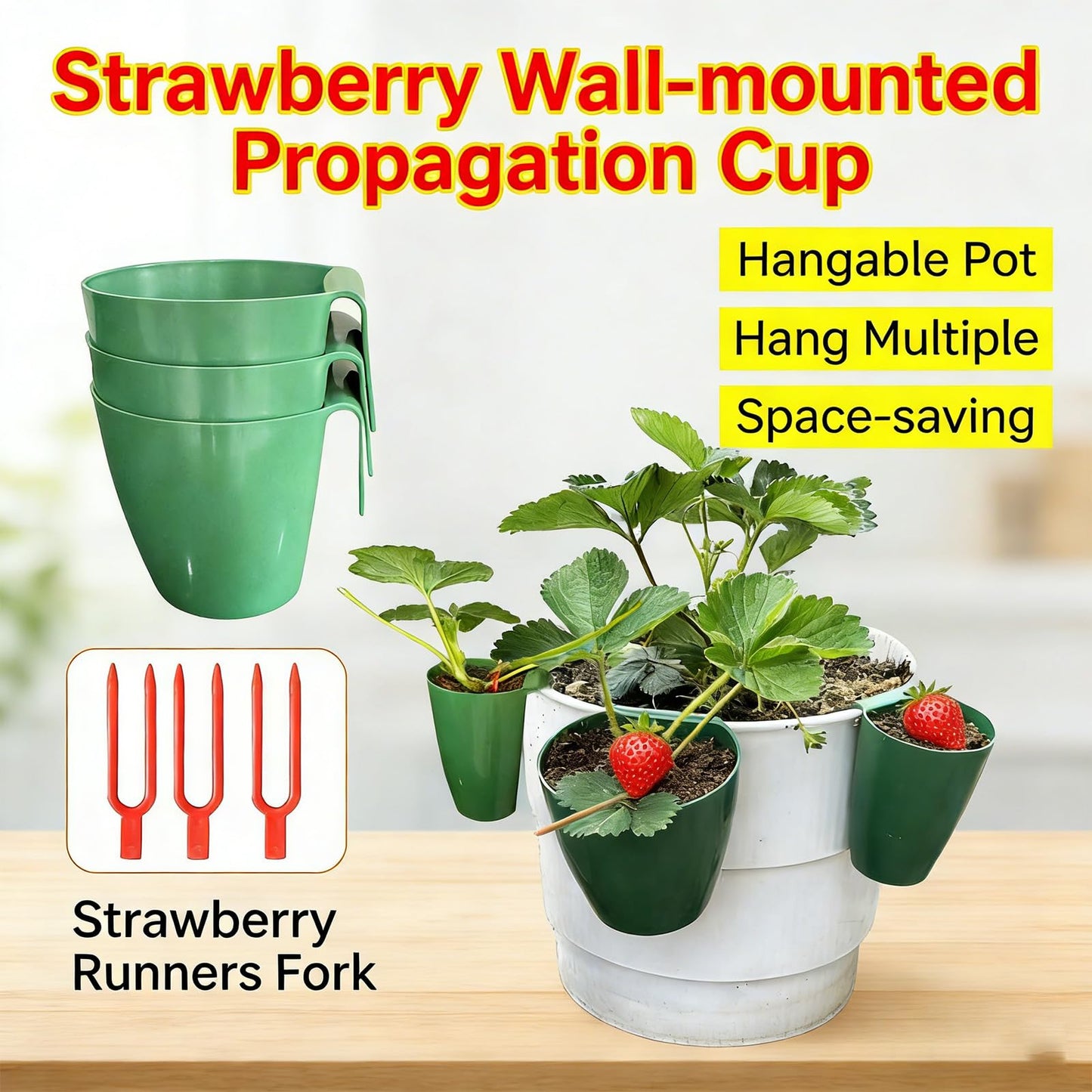 Tsophreniq Strawberry Propagation Cups, Breathable Strawberry Propagation Cup with Forks and Aeration Holes, Breathable Nursery Pots for Home Garden
