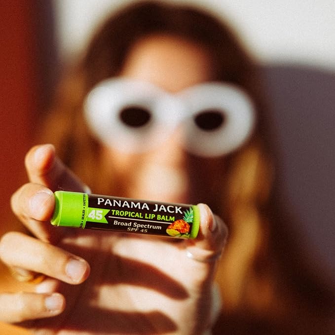 Panama Jack Sunscreen Lip Balm - SPF 45, Broad Spectrum UVA-UVB Sunscreen Protection, Prevents & Soothes Dry, Chapped Lips, Tropical, 2-pack