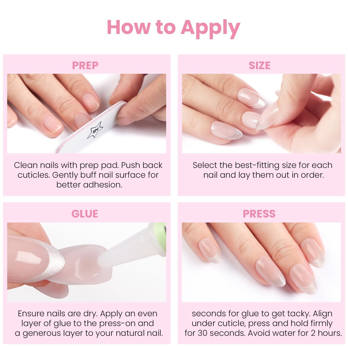 Nail Reformation Press On Nails, Marble Dream | Pastel Medium Almond Fake Nails in Blue Pink White with Glossy Finish, Reusable Stick On Nails in 15 Sizes - 30 Nail Kit with Glue, Gifts for Women